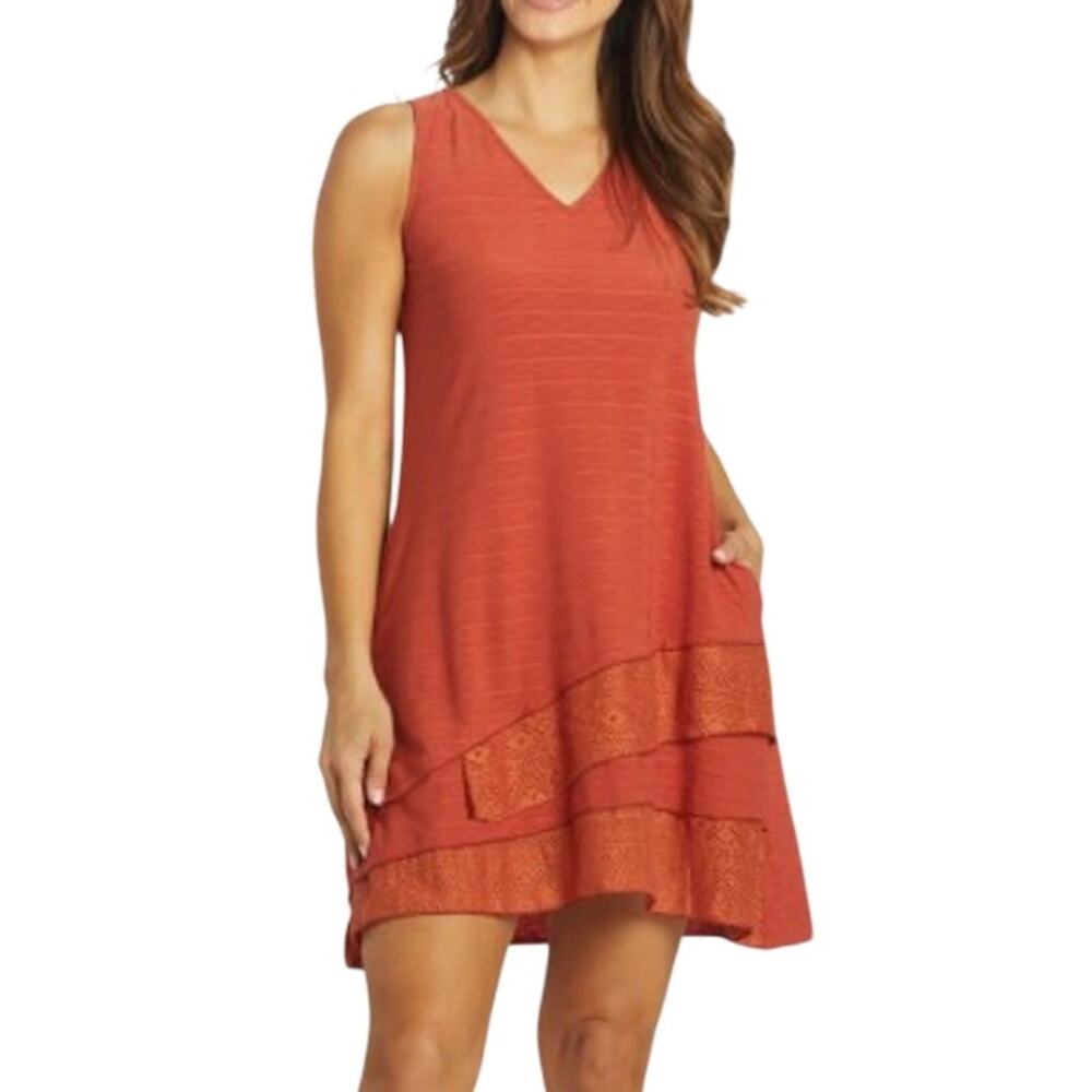 Yak & Yeti Orange Sleeveless Jersey Swing Tunic Dress Size XL Boho Yoga Casual